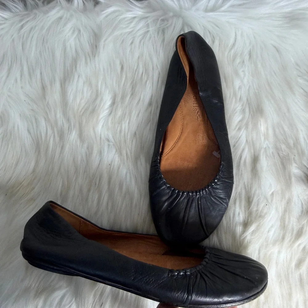 Gentle Souls Bayside Black Leather Ballet Flats Round Toe Shoes Womens 10M‎
